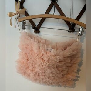 Zara Blush Tulle Ruffle top
